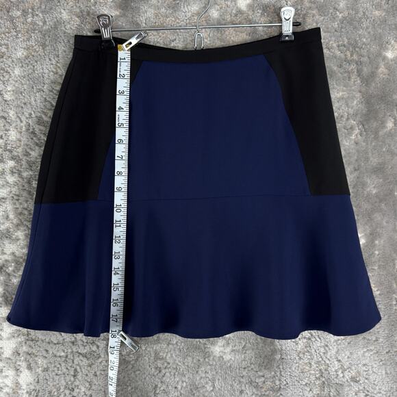 H&M Size 10 Colorblock Casual Stretch Mini A Line Skirt Navy Black Zip - Picture 2 of 9